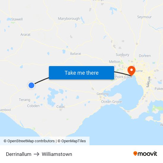 Derrinallum to Williamstown map