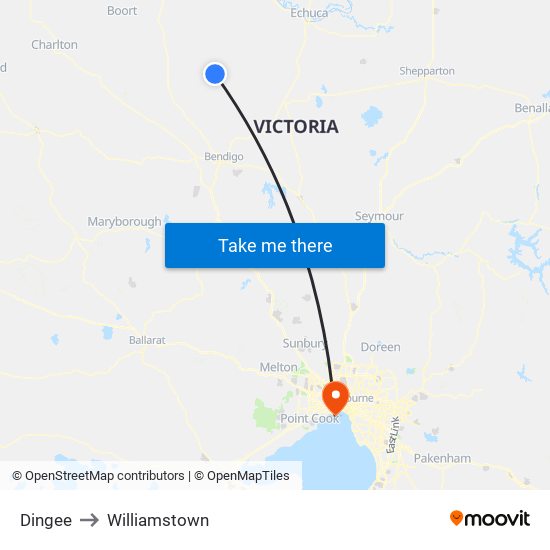 Dingee to Williamstown map