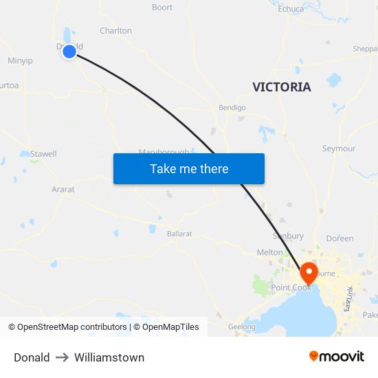 Donald to Williamstown map