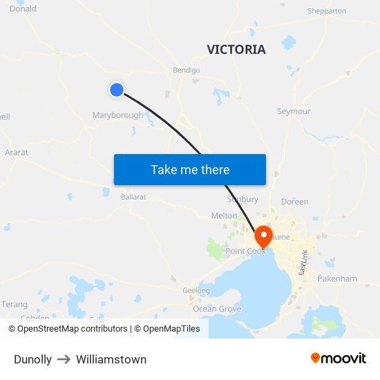 Dunolly to Williamstown map