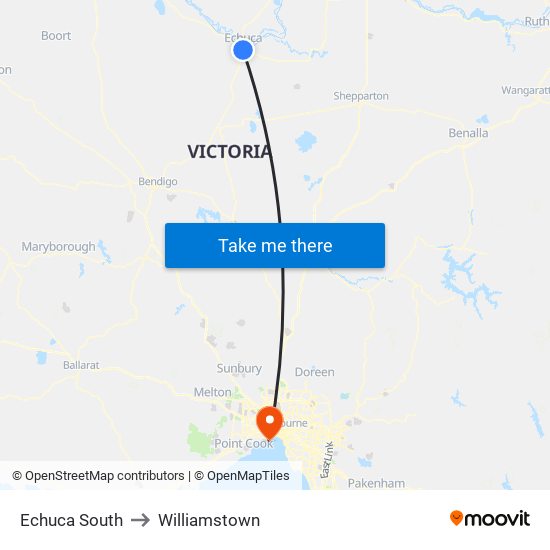 Echuca South to Williamstown map