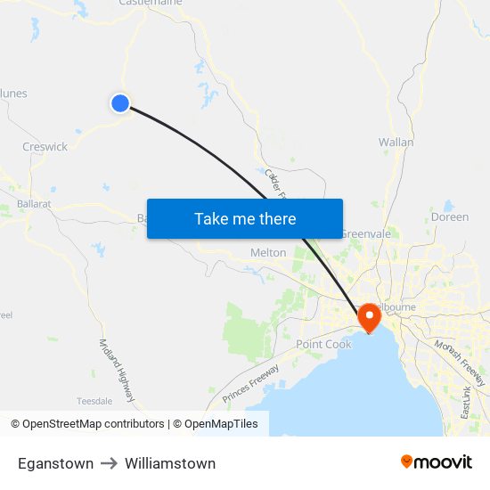 Eganstown to Williamstown map