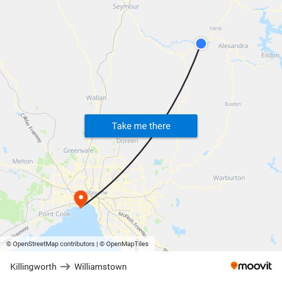 Killingworth to Williamstown map