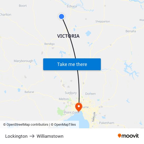 Lockington to Williamstown map