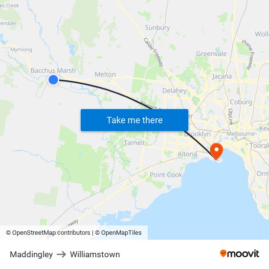 Maddingley to Williamstown map