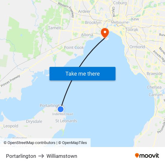 Portarlington to Williamstown map