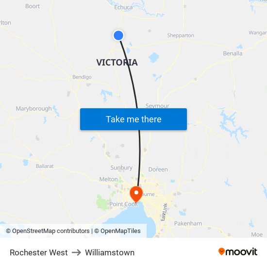 Rochester West to Williamstown map