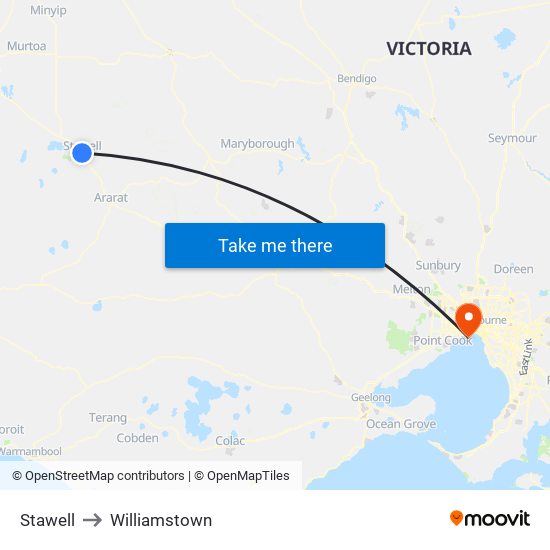 Stawell to Williamstown map