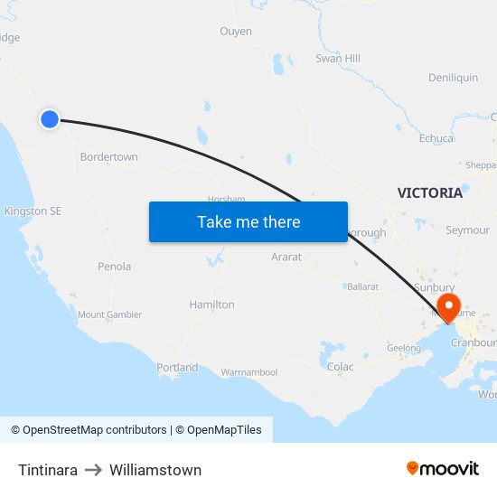 Tintinara to Williamstown map