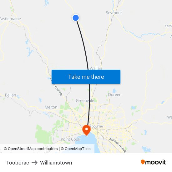 Tooborac to Williamstown map