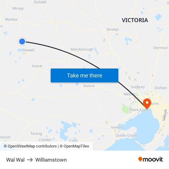 Wal Wal to Williamstown map