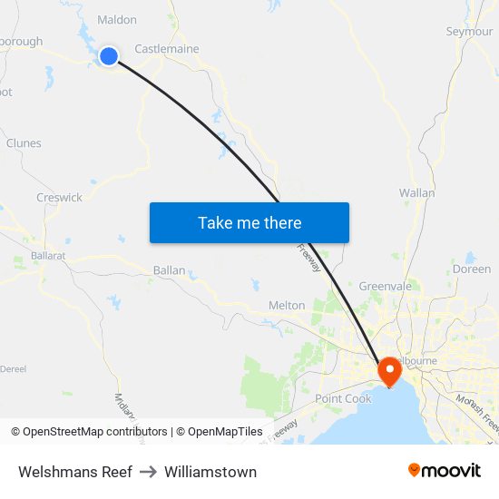 Welshmans Reef to Williamstown map