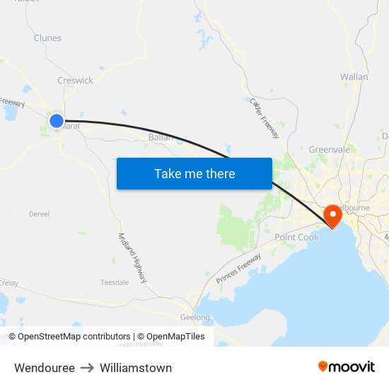 Wendouree to Williamstown map