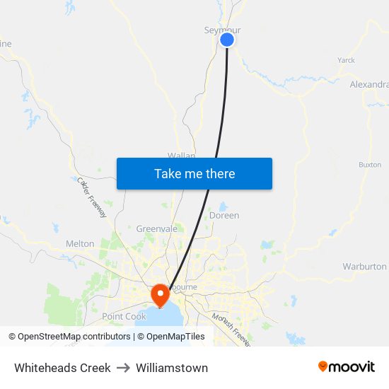 Whiteheads Creek to Williamstown map