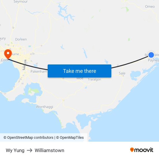 Wy Yung to Williamstown map