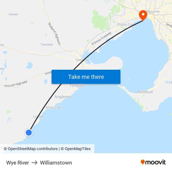 Wye River to Williamstown map
