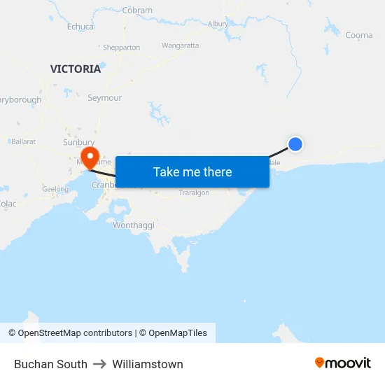 Buchan South to Williamstown map