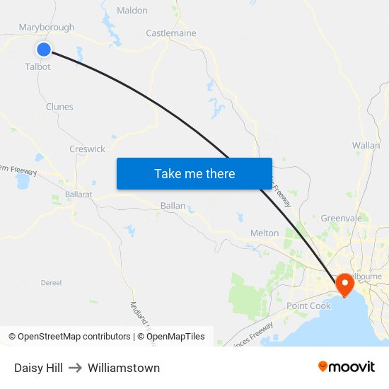 Daisy Hill to Williamstown map