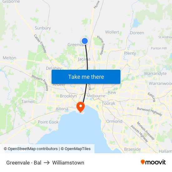 Greenvale - Bal to Williamstown map