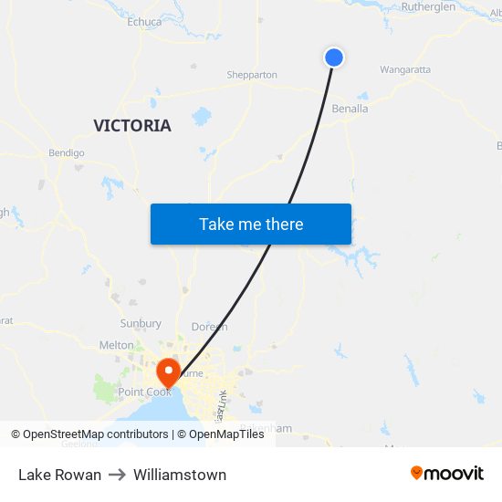 Lake Rowan to Williamstown map