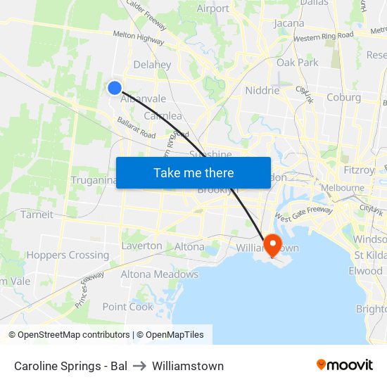 Caroline Springs - Bal to Williamstown map