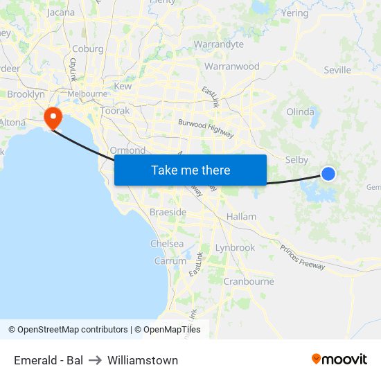 Emerald - Bal to Williamstown map