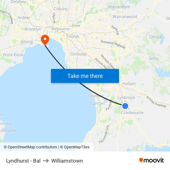 Lyndhurst - Bal to Williamstown map