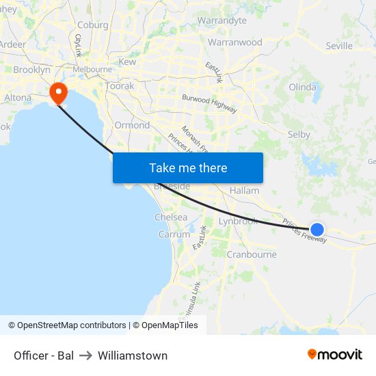 Officer - Bal to Williamstown map