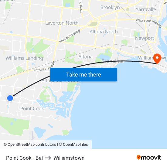 Point Cook - Bal to Williamstown map