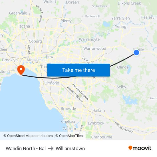 Wandin North - Bal to Williamstown map