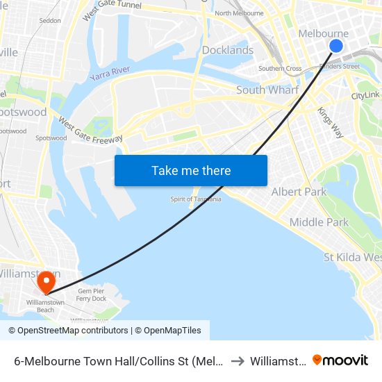 6-Melbourne Town Hall/Collins St (Melbourne City) to Williamstown map