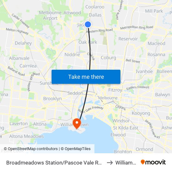 Broadmeadows Station/Pascoe Vale Rd (Broadmeadows) to Williamstown map