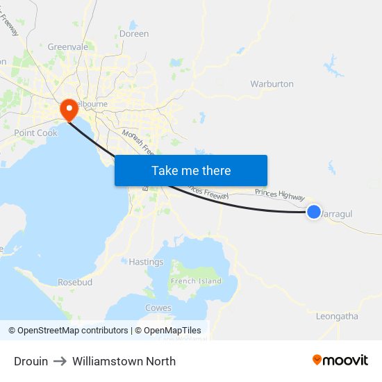 Drouin to Williamstown North map