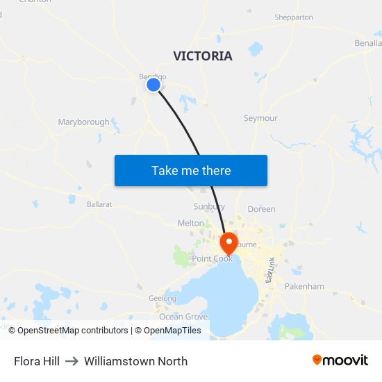 Flora Hill to Williamstown North map