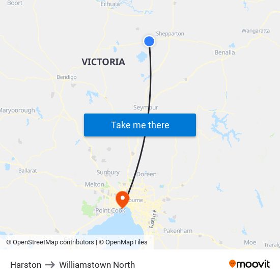 Harston to Williamstown North map