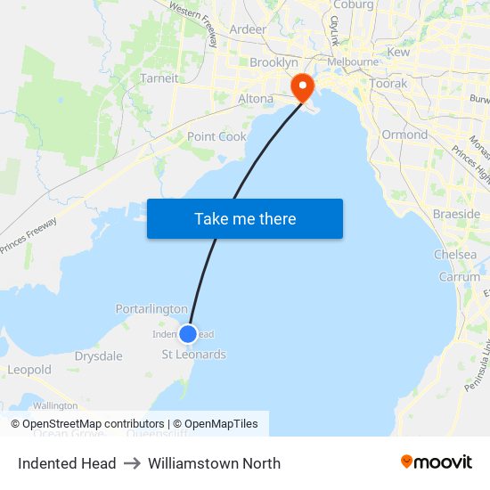 Indented Head to Williamstown North map