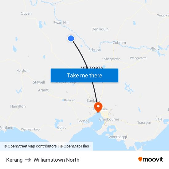 Kerang to Williamstown North map