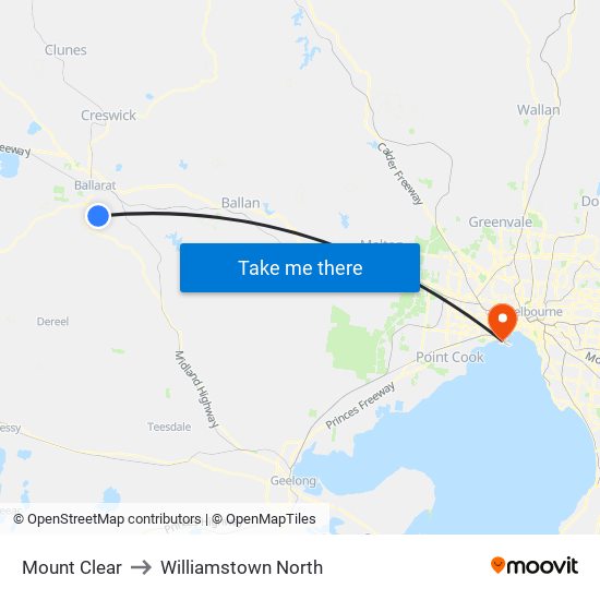 Mount Clear to Williamstown North map