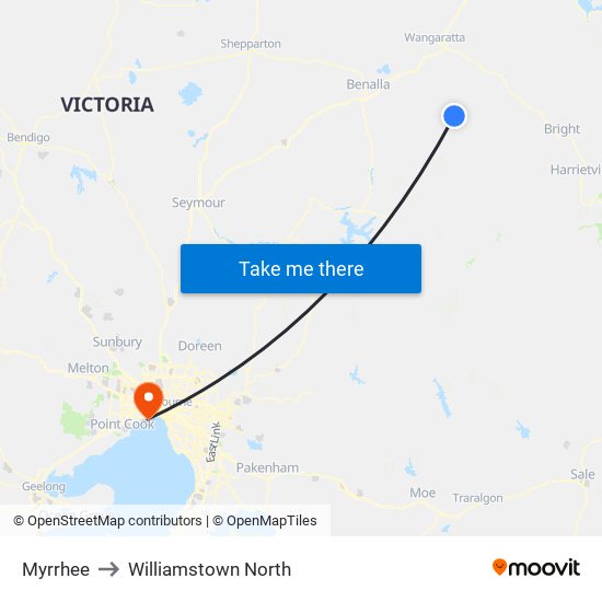 Myrrhee to Williamstown North map