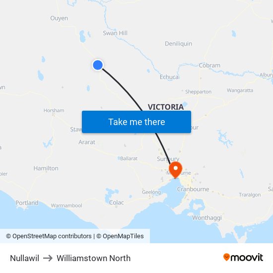 Nullawil to Williamstown North map