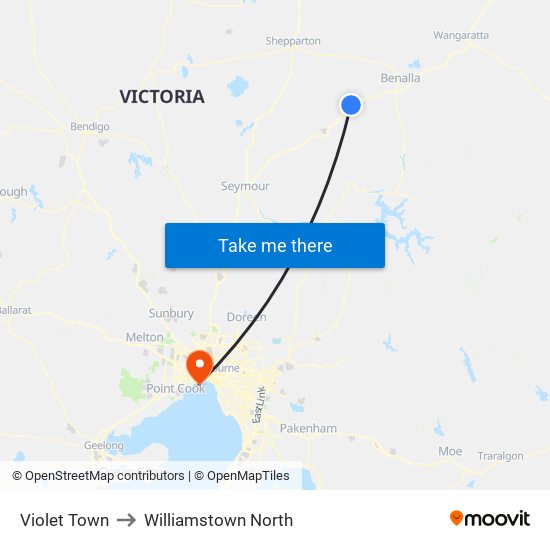 Violet Town to Williamstown North map