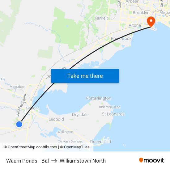 Waurn Ponds - Bal to Williamstown North map