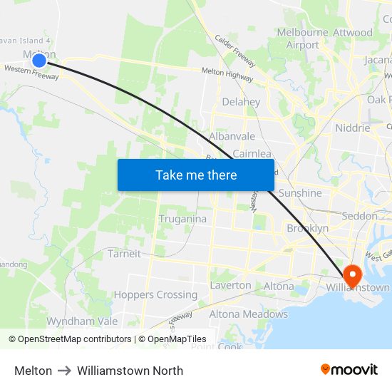 Melton to Williamstown North map