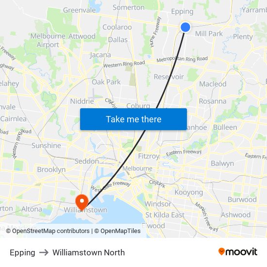 Epping to Williamstown North map