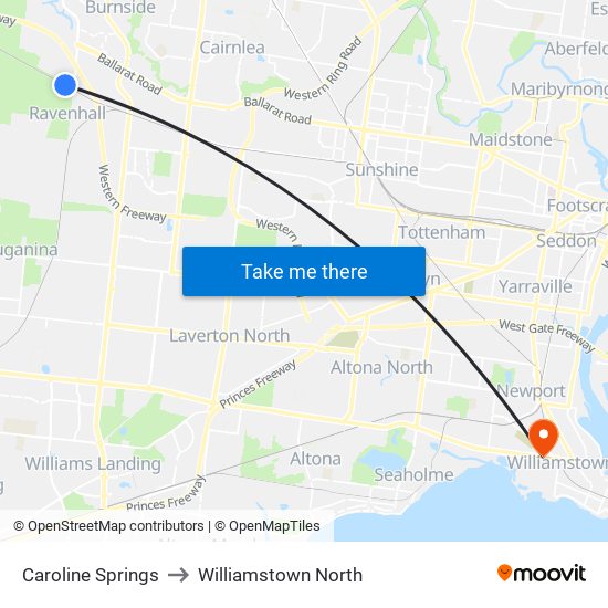 Caroline Springs to Williamstown North map