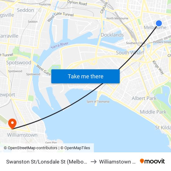 Swanston St/Lonsdale St (Melbourne City) to Williamstown North map