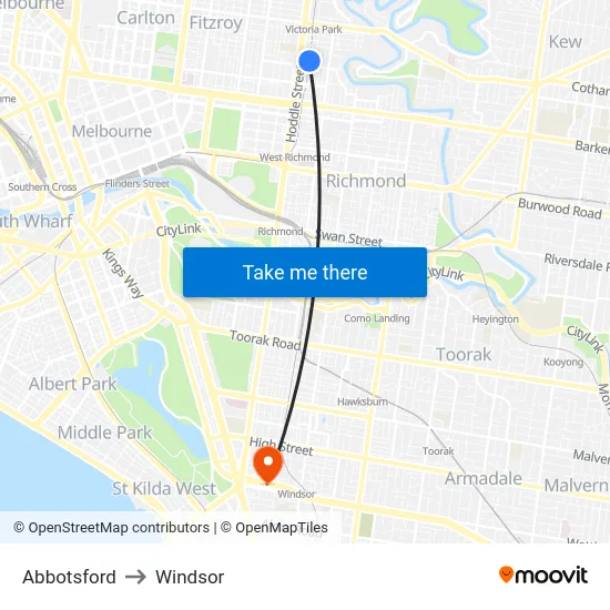 Abbotsford to Windsor map