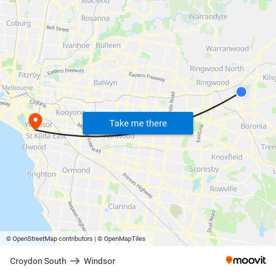 Croydon South to Windsor map