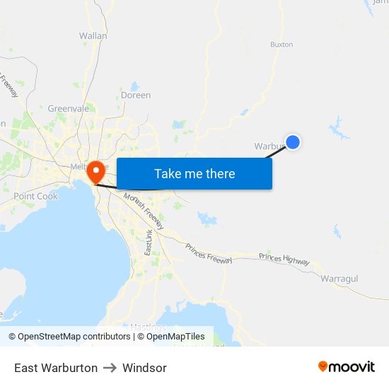 East Warburton to Windsor map