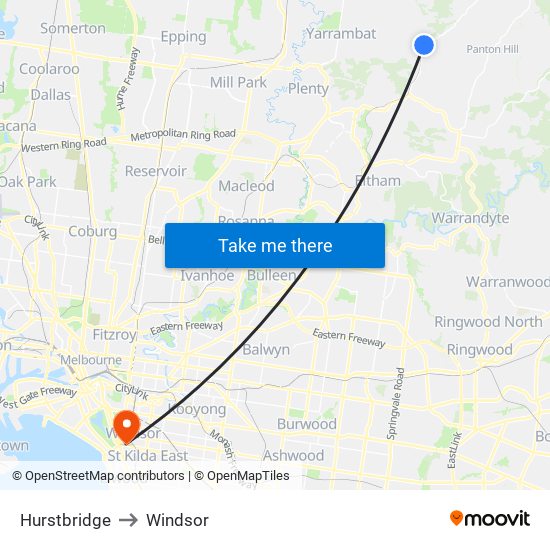 Hurstbridge to Windsor map